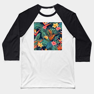 Tropical Flowers Pattern 11 Baseball T-Shirt